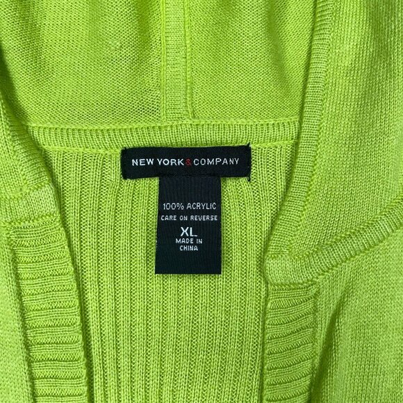 New York & Company Lime Green Knit Hooded Long Sleeve Mini Dress Plus Size XL - Picture 6 of 10